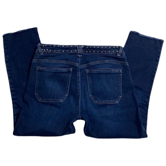 Wit & Wisdom Dark Wash Raw Edge Jeans Metal Stud Trim Women Size 6P - Picture 2 of 8